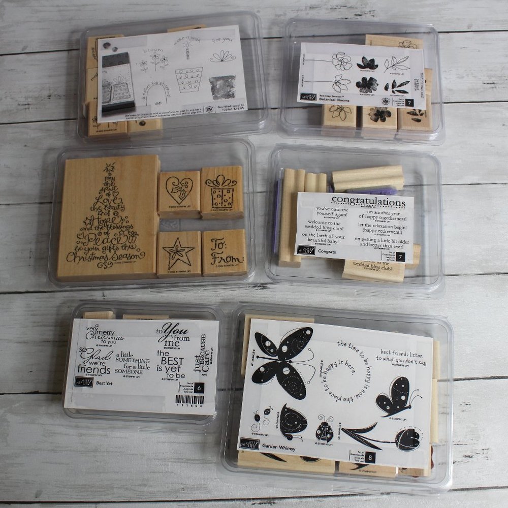 Stampin' Up Wooden Rubber Stamp Set Lot